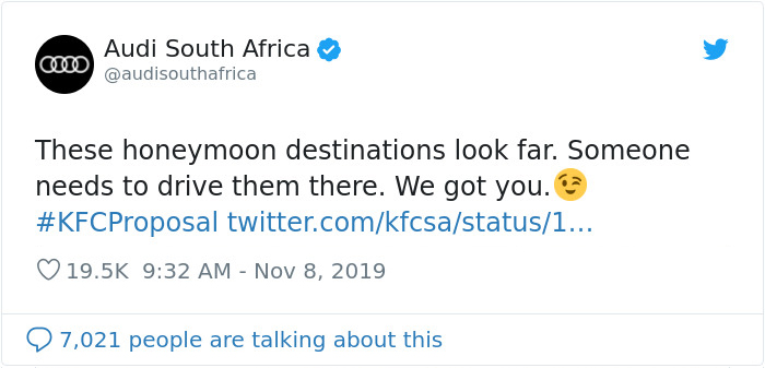 Twitter audisouthafrica user reacting to KFC proposal story Twitter audisouthafrica user reacting to KFC proposal story