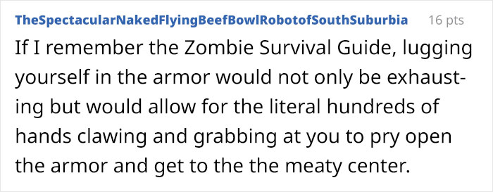 This Person Noticed That No One Wears Armor In Zombie Movies And Starts A Hilarious Discussion This Person Noticed That No One Wears Armor In Zombie Movies And Starts A Hilarious Discussion