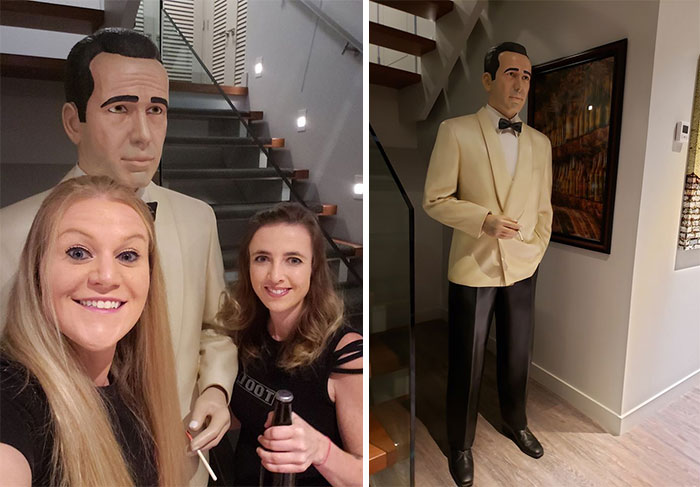 My Friend Found This Full Size Humphrey Bogart Statue (From Casablanca) From A Downtown Toronto Restaurant That Went Out Of Business About 15 Years Ago