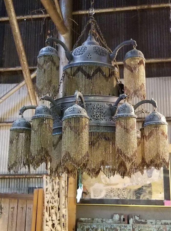 This Is The Most Beautiful Chandelier I've Ever Seen! Not A Single Bead Was Missing! Wish I Could Have Brought It Home And Hung It In My Little Itty Bitty Apt