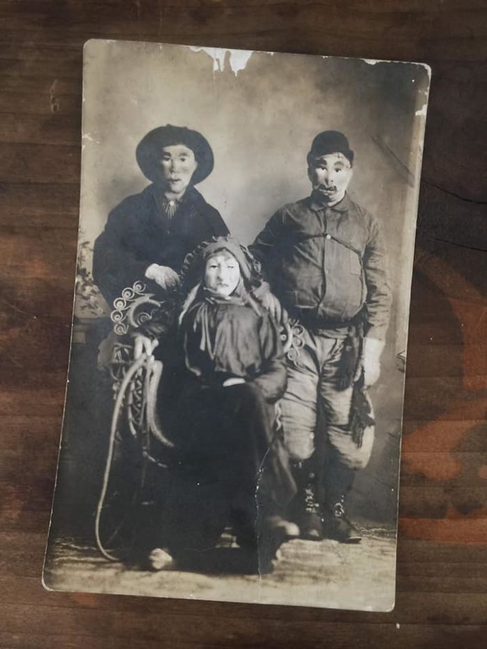 Creepy Photo Of Masked People. Of Course It Came Home With Me. Found In Knoxville, Tn At Dutch Valley Antique Mall