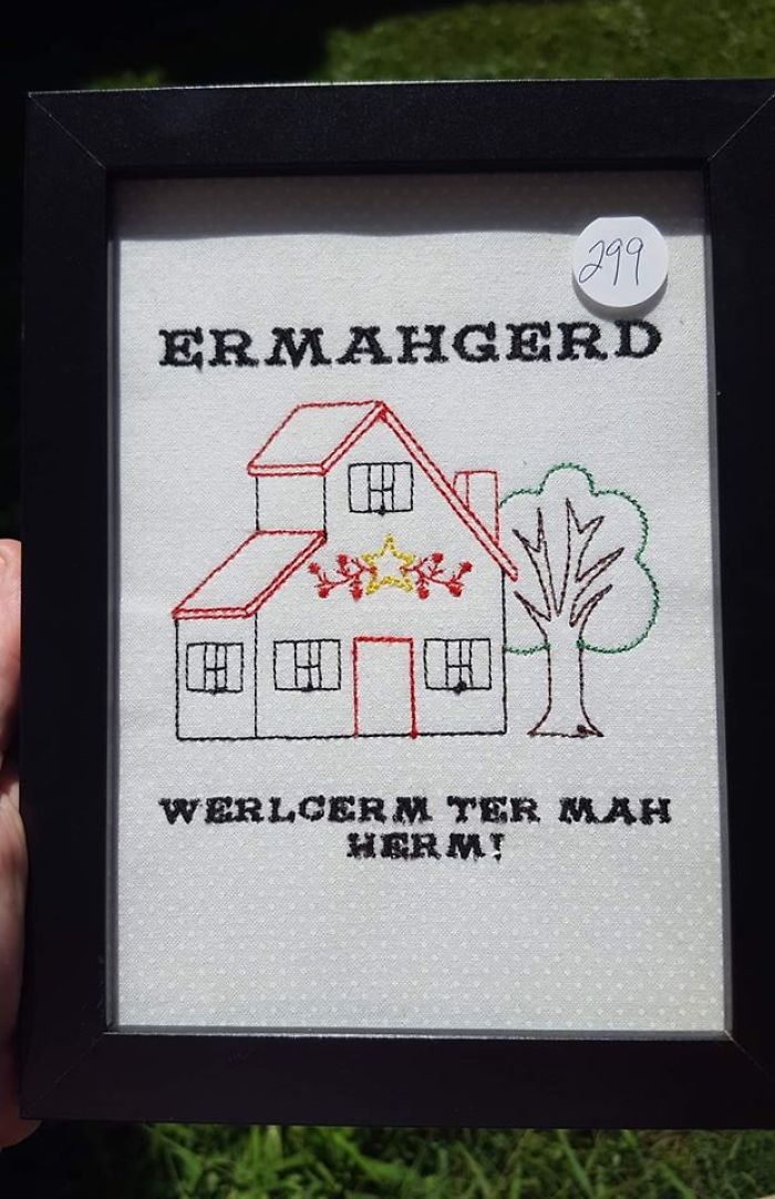 I Saw This Gem And Just Had To Bring It Home With Me! We Hung It Up By My Front Door For Everyone To See. It's The Cross Stitch I Never Knew I Needed