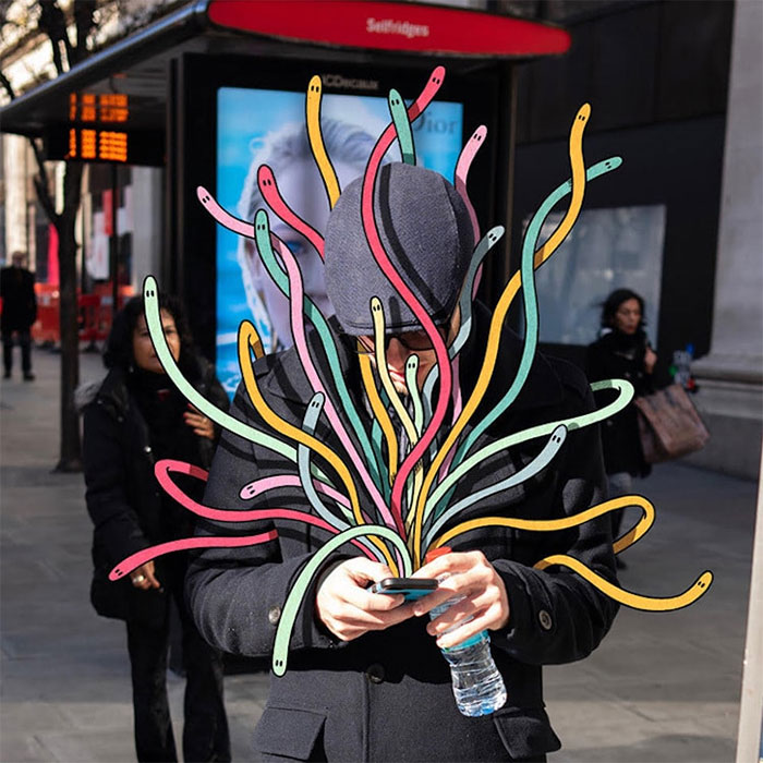 Artist Illustrates People Being Drawn Into Their Smartphones By Digital Monsters (8 Pics)