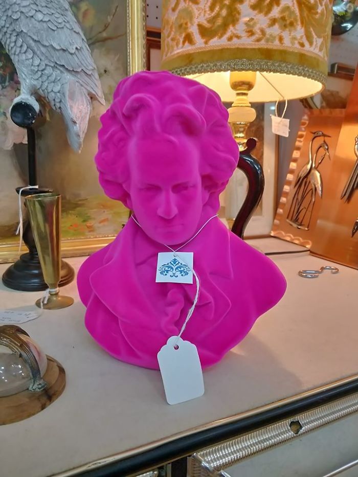 Because Who Can Say No To A Violently Pink, Flocked Neon Mozart Bust
