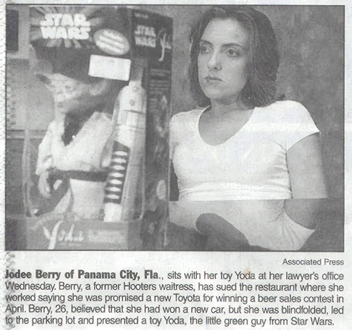 A Story About A Waitress Who Sued Hooters For Giving Her A Toy Yoda Instead Of Toyota Is Going Viral Again A Story About A Waitress Who Sued Hooters For Giving Her A Toy Yoda Instead Of Toyota Is Going Viral Again