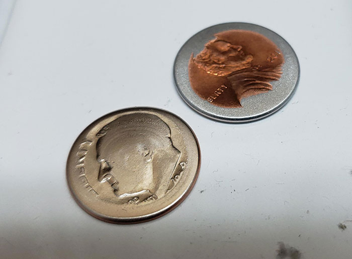 This Dime And Penny Stuck In A Dryer For Years