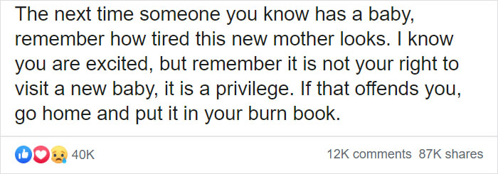 Mom's Viral Post Shows You Shouldn't Visit Someone Who Just Gave Birth Mom's Viral Post Shows You Shouldn't Visit Someone Who Just Gave Birth