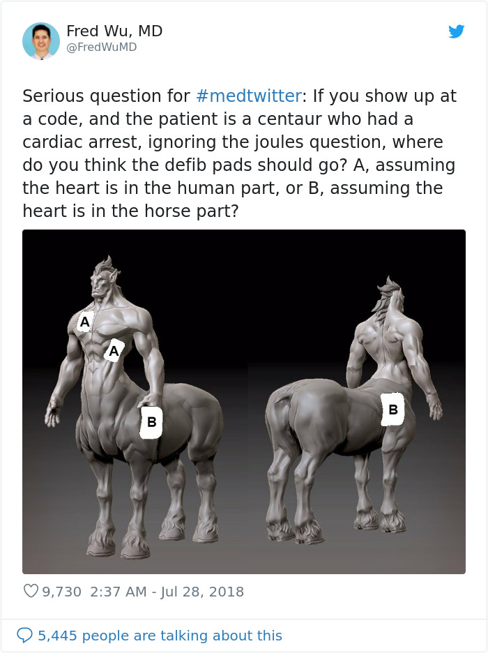Doctor Tries Answering What He'd Do If A Centaur Had A Heart Attack In A Hilariously Serious Twitter Thread
