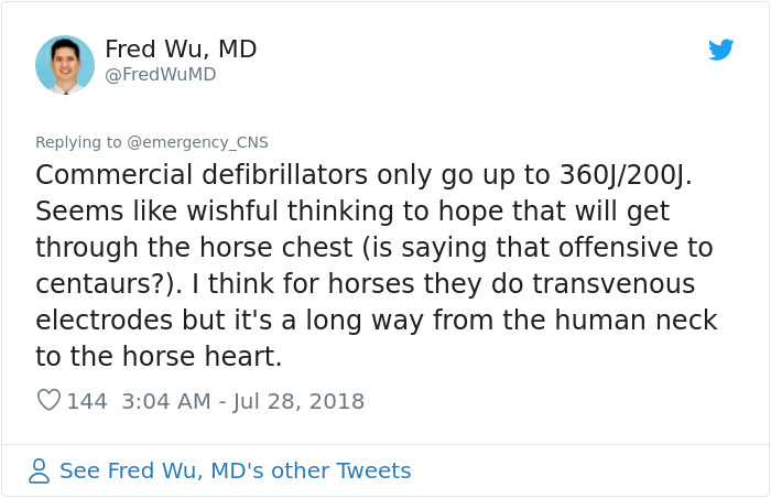 Doctor Tries Answering What He'd Do If A Centaur Had A Heart Attack In A Hilariously Serious Twitter Thread