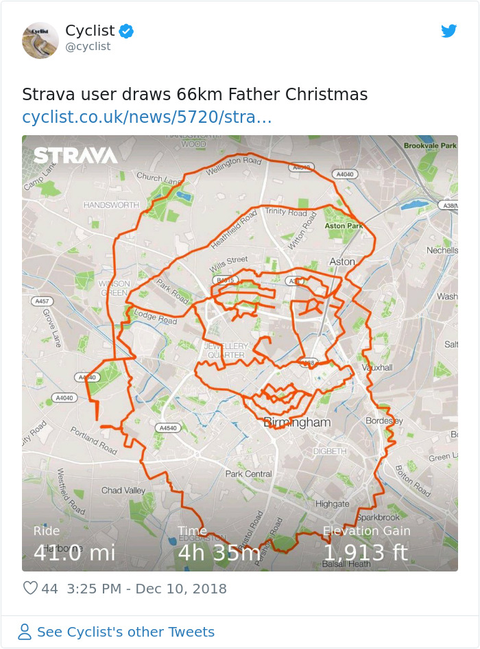 Cyclist Spends 9 Hours Pedaling Around London To Create An Image Of A Reindeer On A Fitness App Cyclist Spends 9 Hours Pedaling Around London To Create An Image Of A Reindeer On A Fitness App