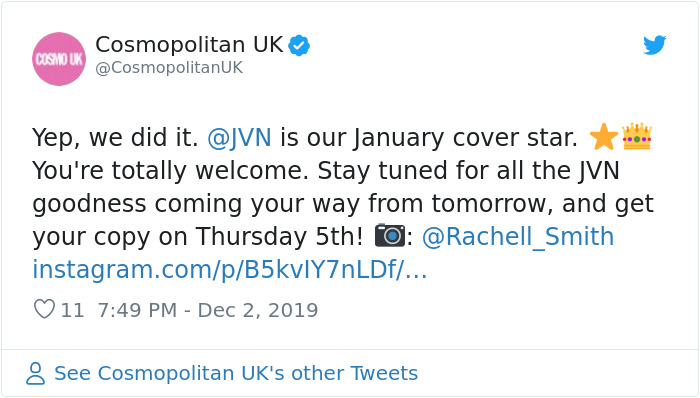 Cosmopolitan UK Features The First Non-Female Model On Their Cover In 35 Years Cosmopolitan UK Features The First Non-Female Model On Their Cover In 35 Years