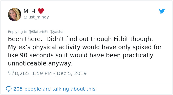 Woman Catches Her Cheating Boyfriend After Noticing His Physical Activity Levels Spiking Up On Fitbit App, Other Women Share Their Stories Woman Catches Her Cheating Boyfriend After Noticing His Physical Activity Levels Spiking Up On Fitbit App, Other Women Share Their Stories