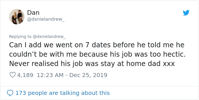 This Man’s Horrific Christmas Twitter Tale of Running Into His Ex With A Wife & Children Goes Viral This Man’s Horrific Christmas Twitter Tale of Running Into His Ex With A Wife & Children Goes Viral
