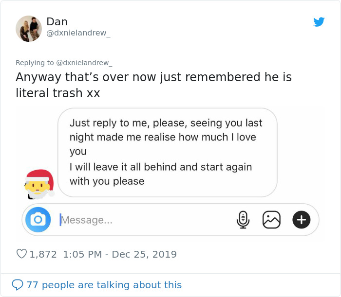 This Man’s Horrific Christmas Twitter Tale of Running Into His Ex With A Wife & Children Goes Viral This Man’s Horrific Christmas Twitter Tale of Running Into His Ex With A Wife & Children Goes Viral