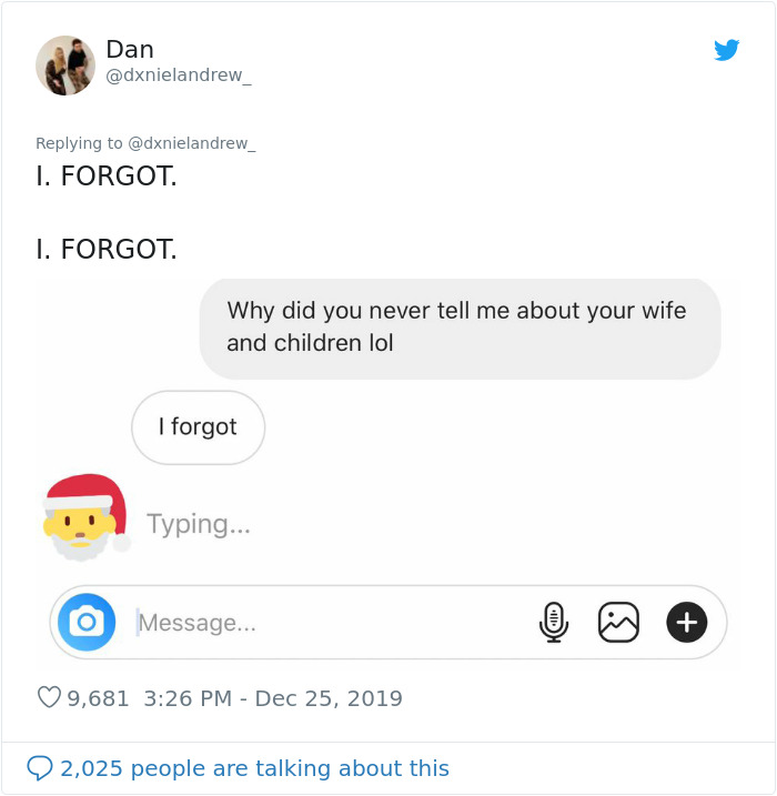 This Man’s Horrific Christmas Twitter Tale of Running Into His Ex With A Wife & Children Goes Viral This Man’s Horrific Christmas Twitter Tale of Running Into His Ex With A Wife & Children Goes Viral
