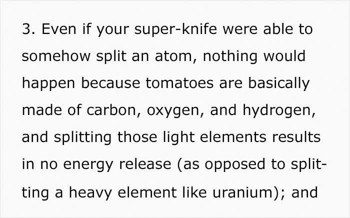 Someone Asks Whether It's Possible To Cause A Nuclear Explosion By Cutting Tomatoes, Gets A Spot On Educational Answer Someone Asks Whether It's Possible To Cause A Nuclear Explosion By Cutting Tomatoes, Gets A Spot On Educational Answer