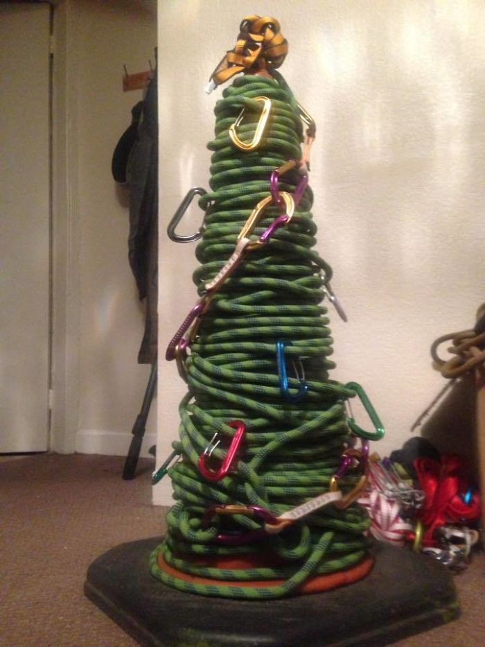 My Roommate Likes Climbing. This Is His Christmas Tree This Year