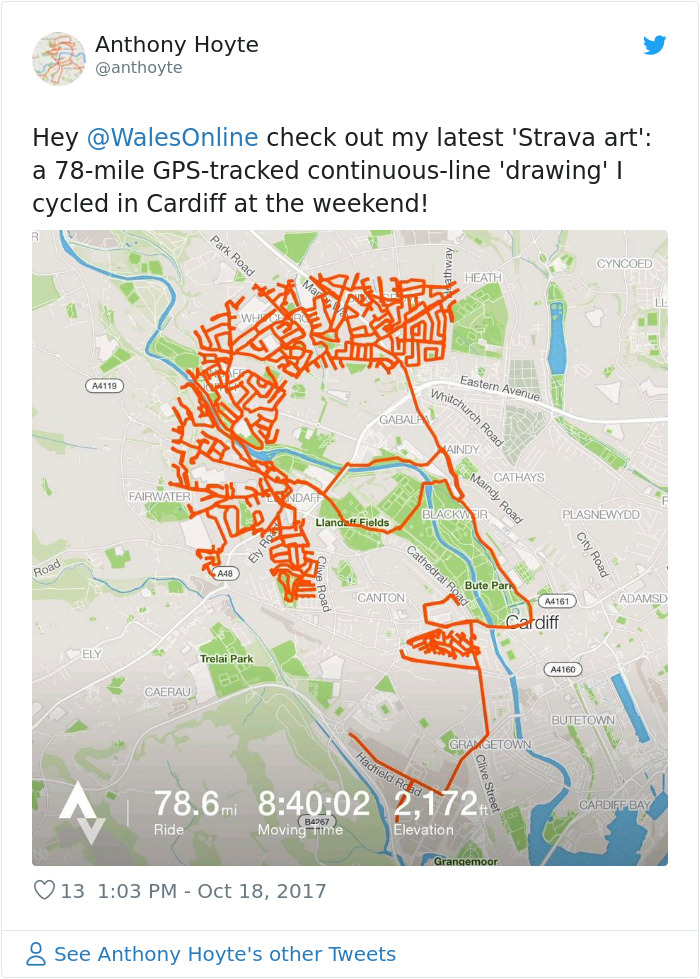 Cyclist Spends 9 Hours Pedaling Around London To Create An Image Of A Reindeer On A Fitness App Cyclist Spends 9 Hours Pedaling Around London To Create An Image Of A Reindeer On A Fitness App