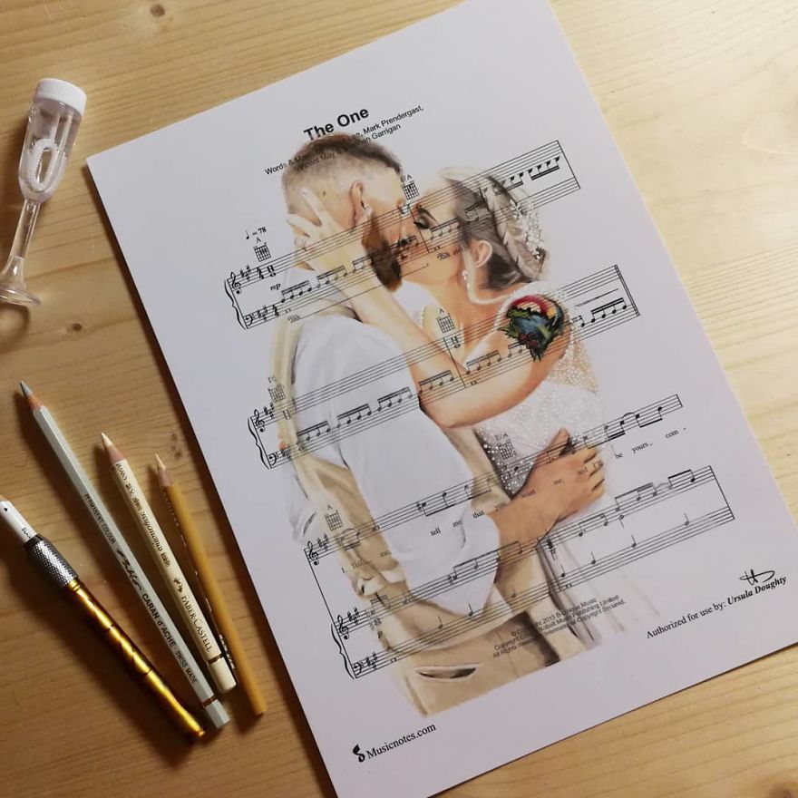 Artist Draws Disney Characters And Popular Singers On Sheet Music By Her Songs (New Pics)