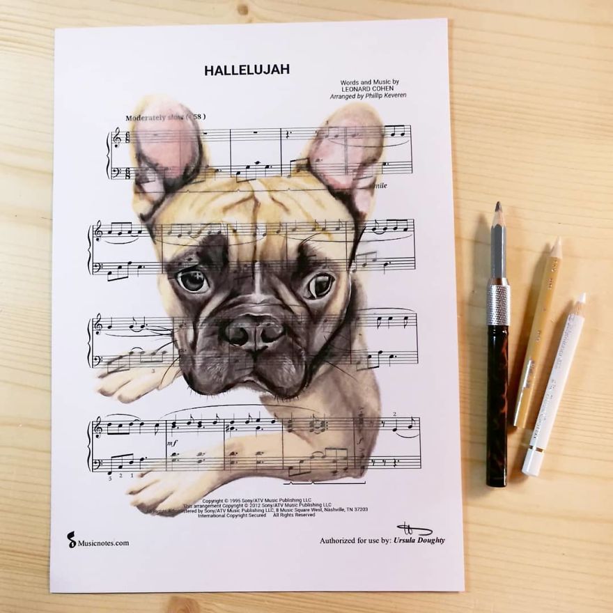 Artist Draws Disney Characters And Popular Singers On Sheet Music By Her Songs (New Pics)
