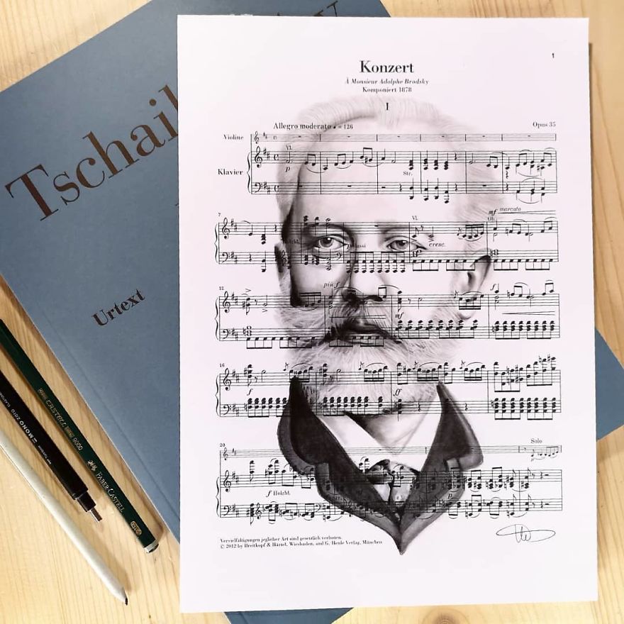 Artist Draws Disney Characters And Popular Singers On Sheet Music By Her Songs (New Pics)