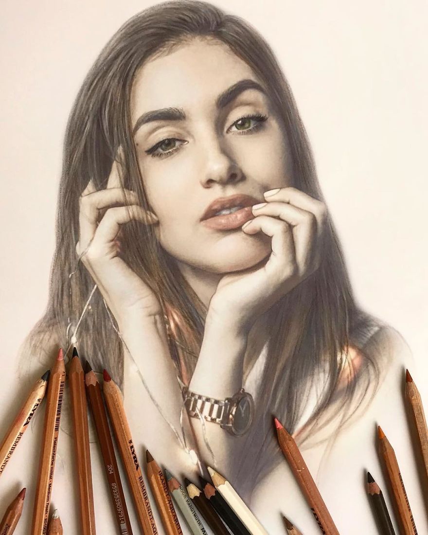 Artist Makes Amazing Hyper-Realistic Drawings Using Only Colored Pencils
