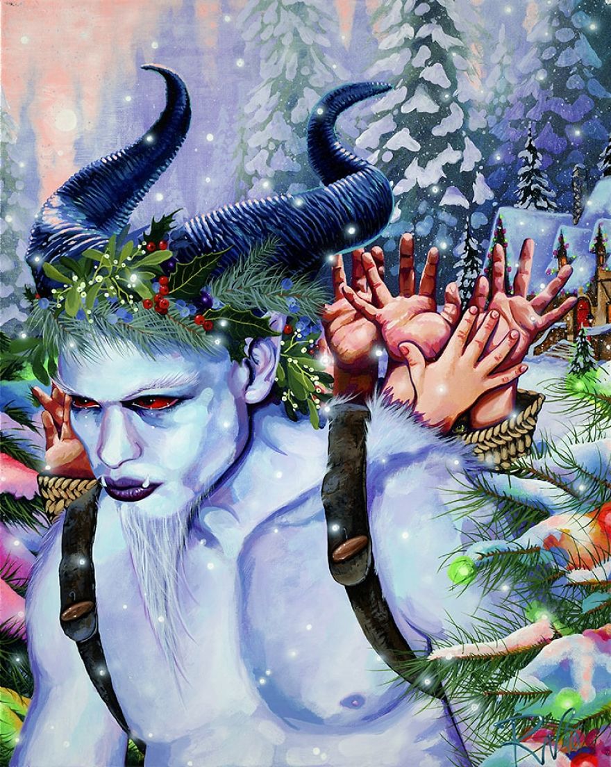 We Recreate My Krampus' Painting For An Alternative To Photoshoots With Santa