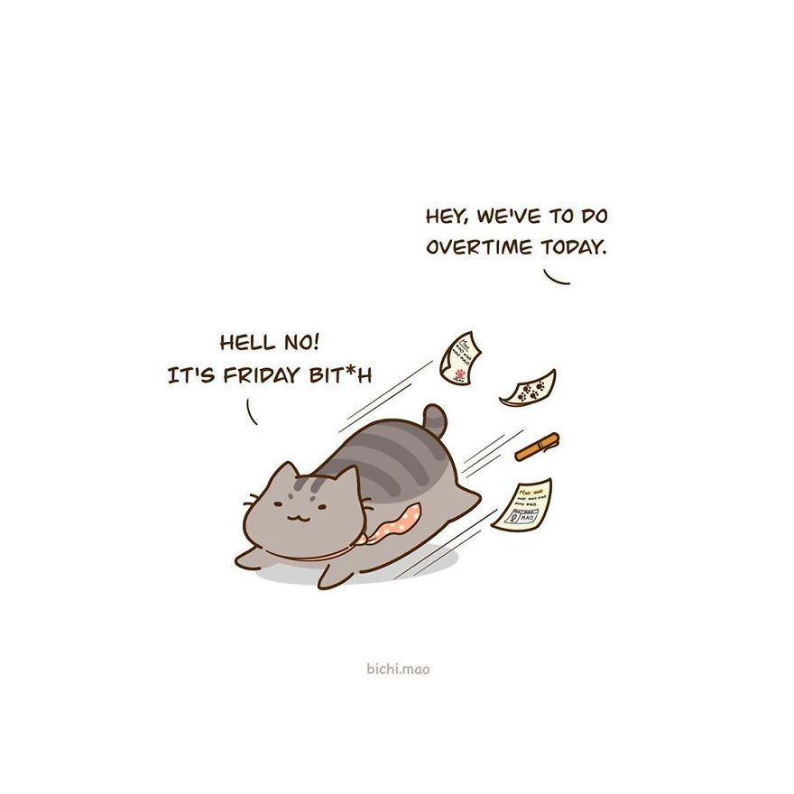 Artist Illustrates Cats With Attitude In Wacky Daily Life Scenarios!