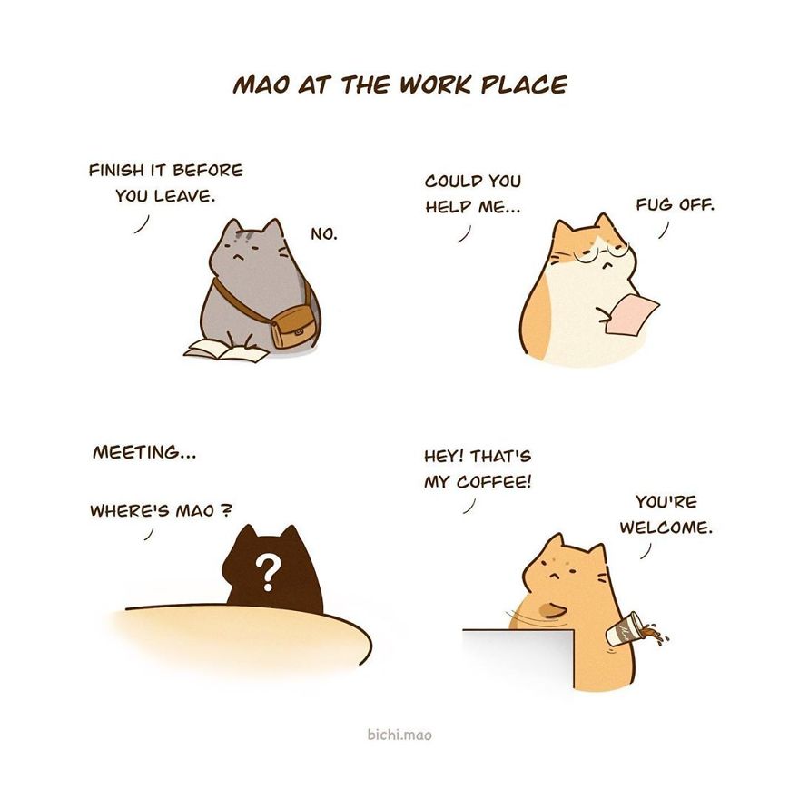 Artist Illustrates Cats With Attitude In Wacky Daily Life Scenarios!