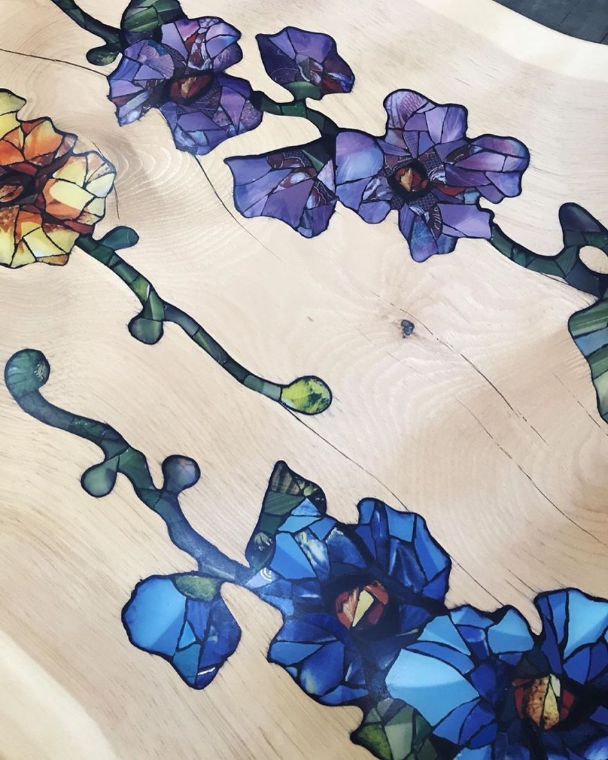 I Create Slab Wood With Intricate Floral Designs On It I Create Slab Wood With Intricate Floral Designs On It