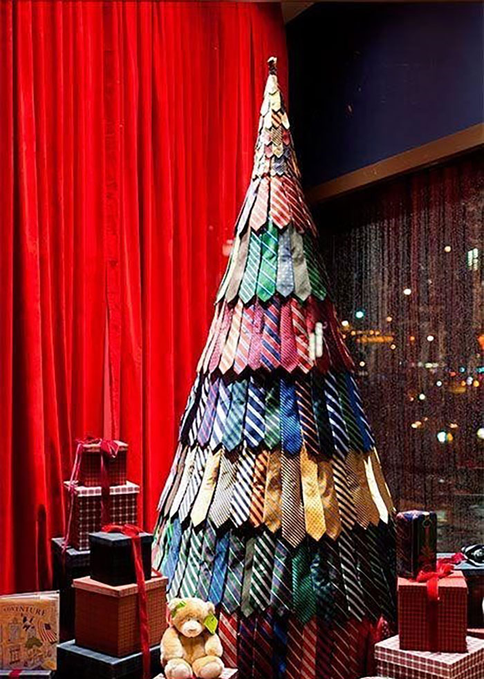 Christmas Tree Made Out Of Ties In This Costume Store