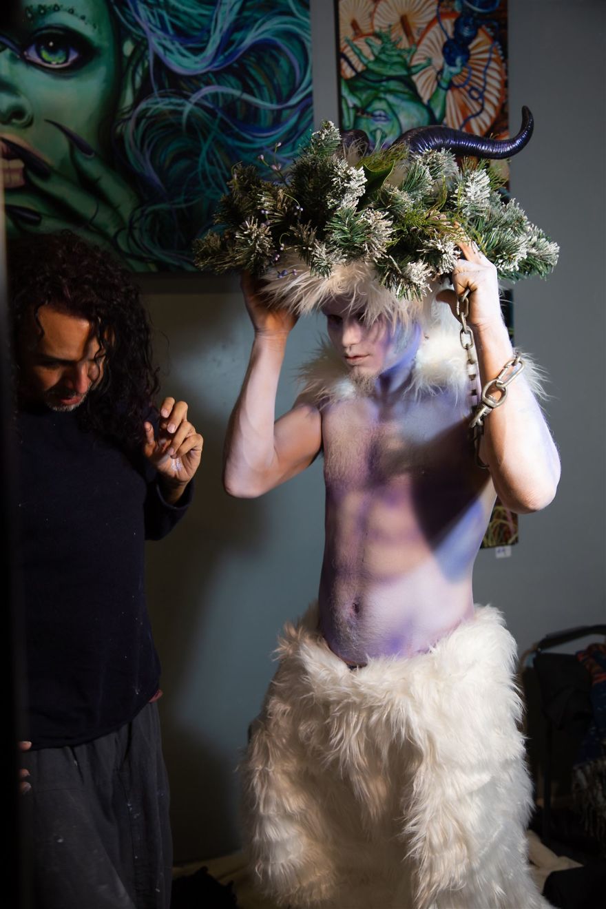 We Recreate My Krampus' Painting For An Alternative To Photoshoots With Santa