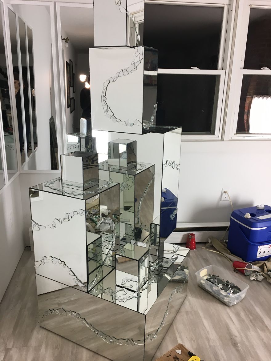 We Continue Our Tradition Of Making Unconventional Christmas Trees And This Year We Made One From Old Mirrors (21 Pics)