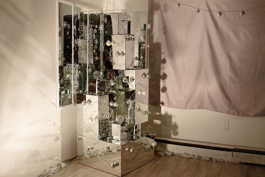 We Continue Our Tradition Of Making Unconventional Christmas Trees And This Year We Made One From Old Mirrors (21 Pics)