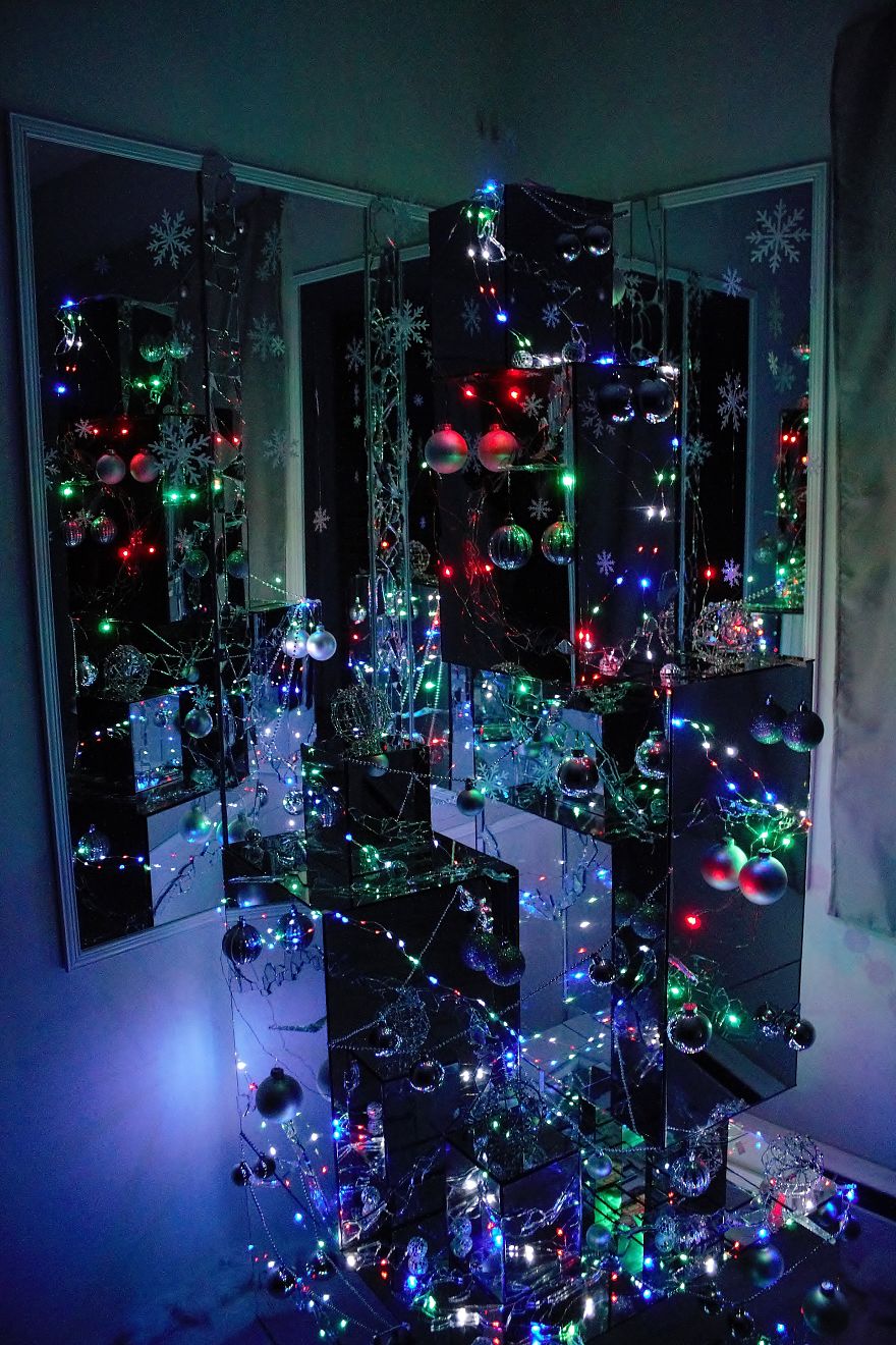 We Continue Our Tradition Of Making Unconventional Christmas Trees And This Year We Made One From Old Mirrors (21 Pics)