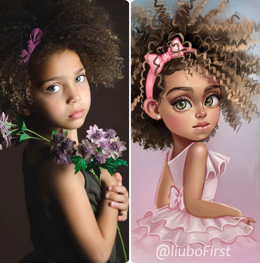 Illustrator Turns Kids Photo Into Cute And Amazing Caricatures