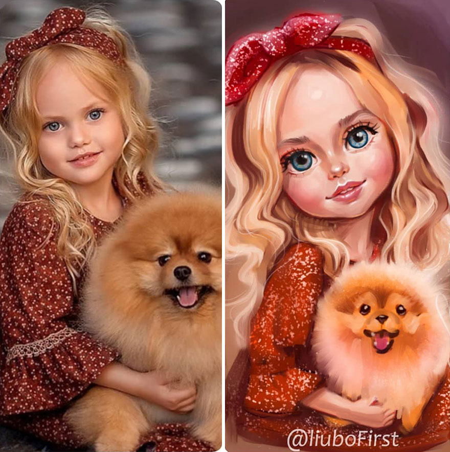 Illustrator Turns Kids Photo Into Cute And Amazing Caricatures