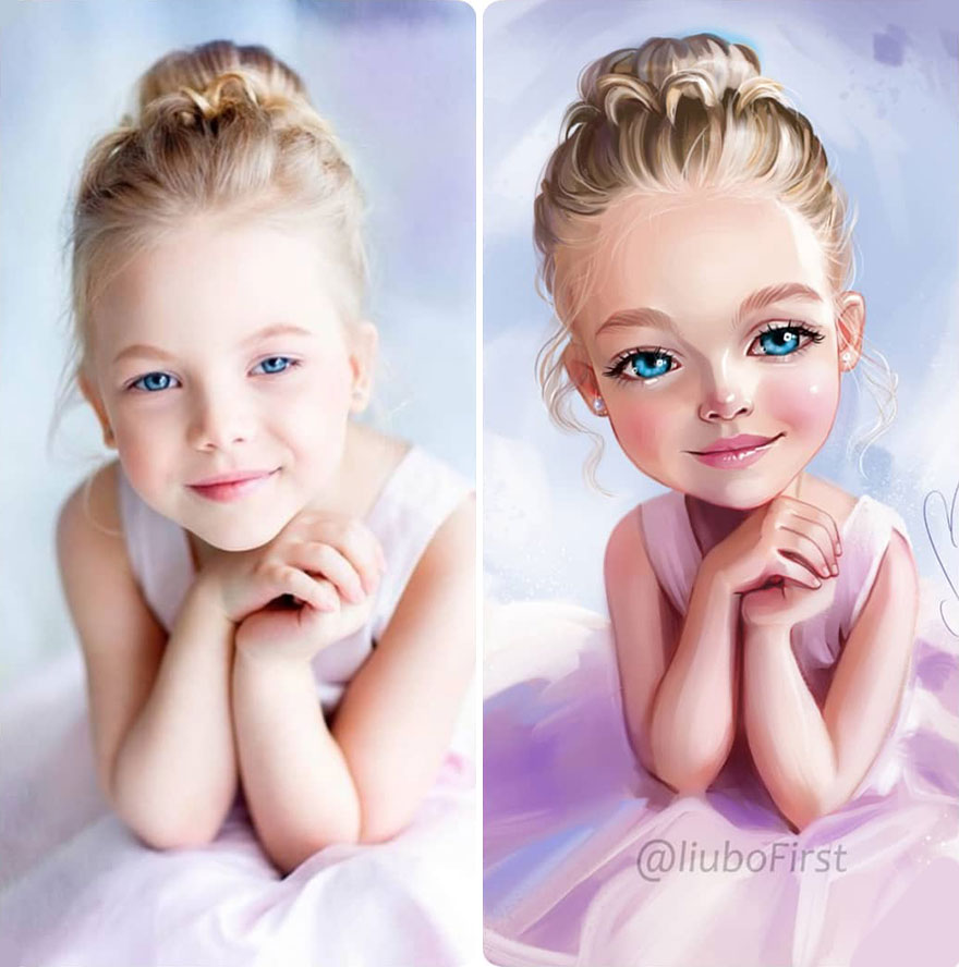 Illustrator Turns Kids Photo Into Cute And Amazing Caricatures
