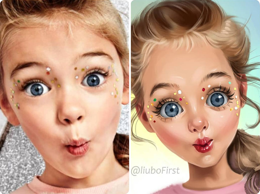 Illustrator Turns Kids Photo Into Cute And Amazing Caricatures