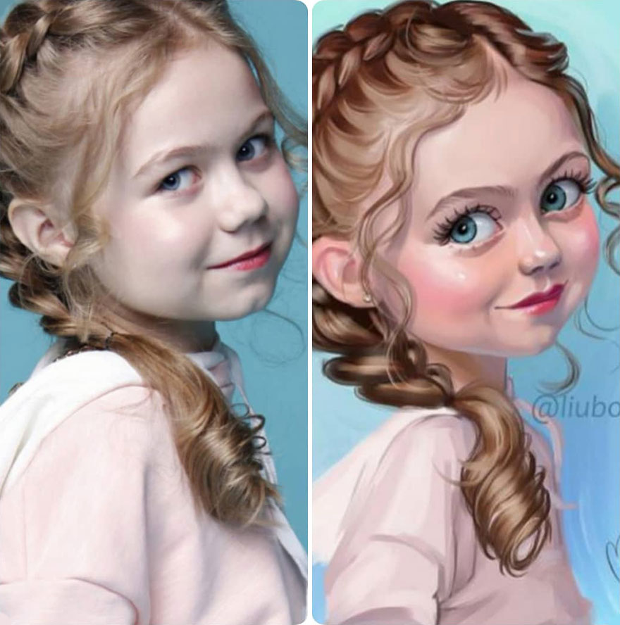 Illustrator Turns Kids Photo Into Cute And Amazing Caricatures