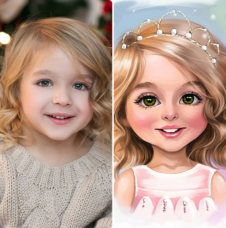 Illustrator Turns Kids Photo Into Cute And Amazing Caricatures