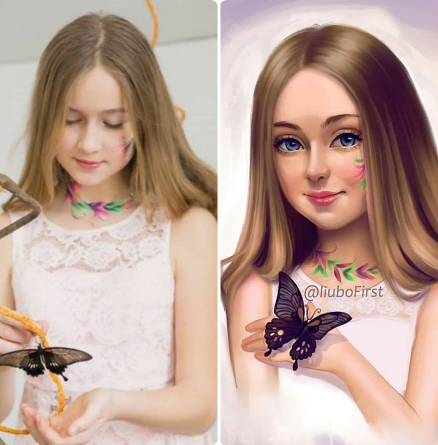 Illustrator Turns Kids Photo Into Cute And Amazing Caricatures