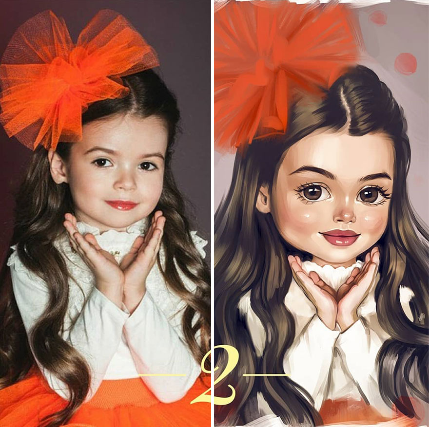 Illustrator Turns Kids Photo Into Cute And Amazing Caricatures