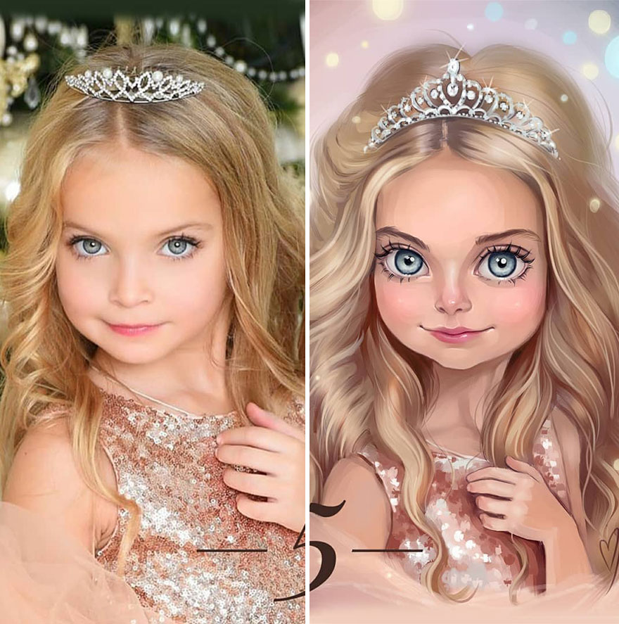 Illustrator Turns Kids Photo Into Cute And Amazing Caricatures