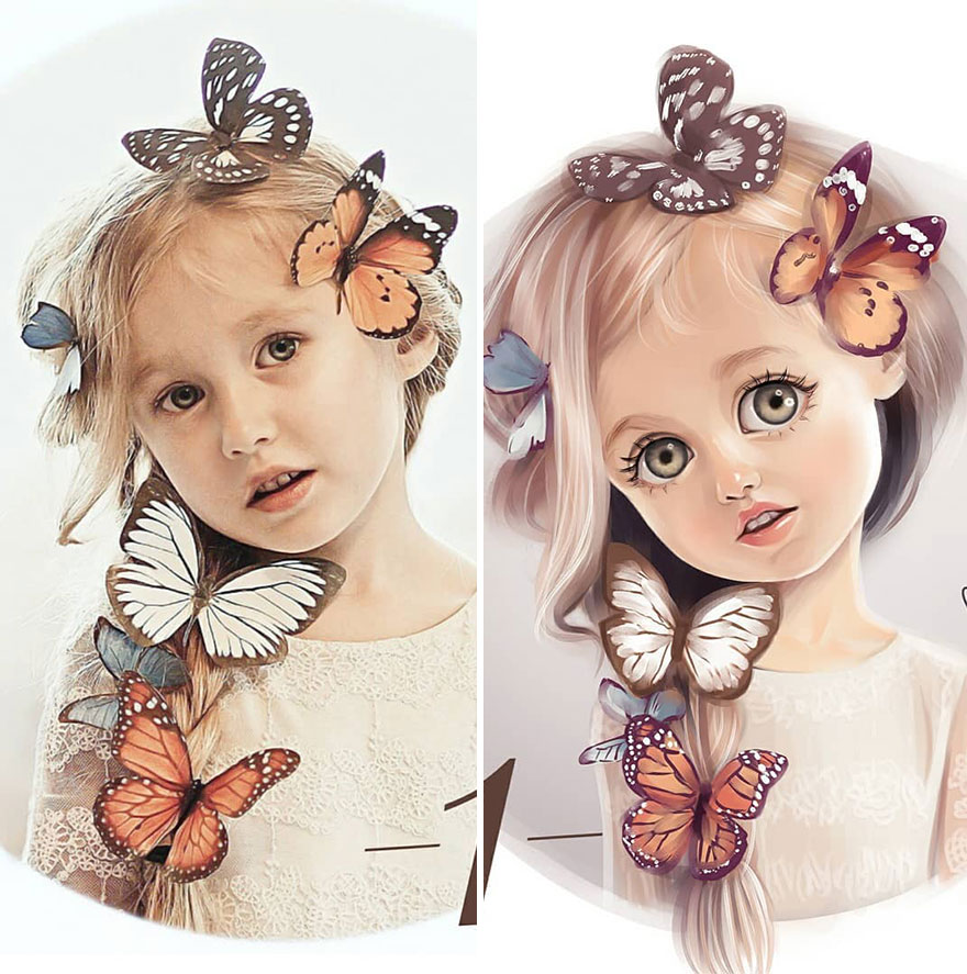 Illustrator Turns Kids Photo Into Cute And Amazing Caricatures