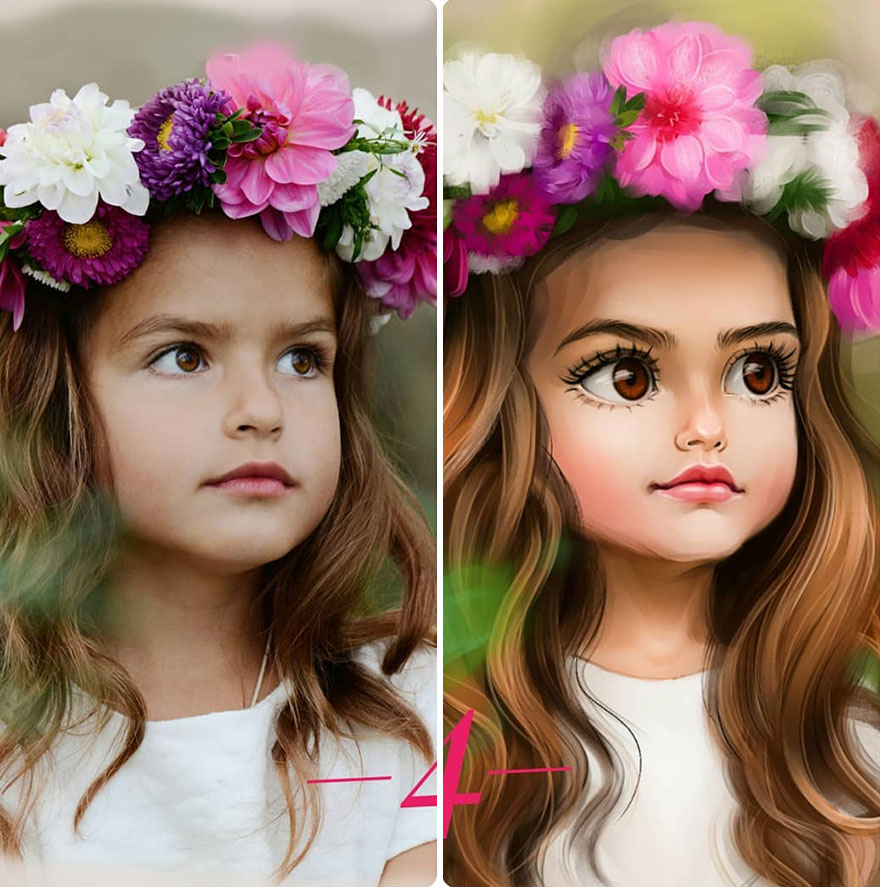 Illustrator Turns Kids Photo Into Cute And Amazing Caricatures