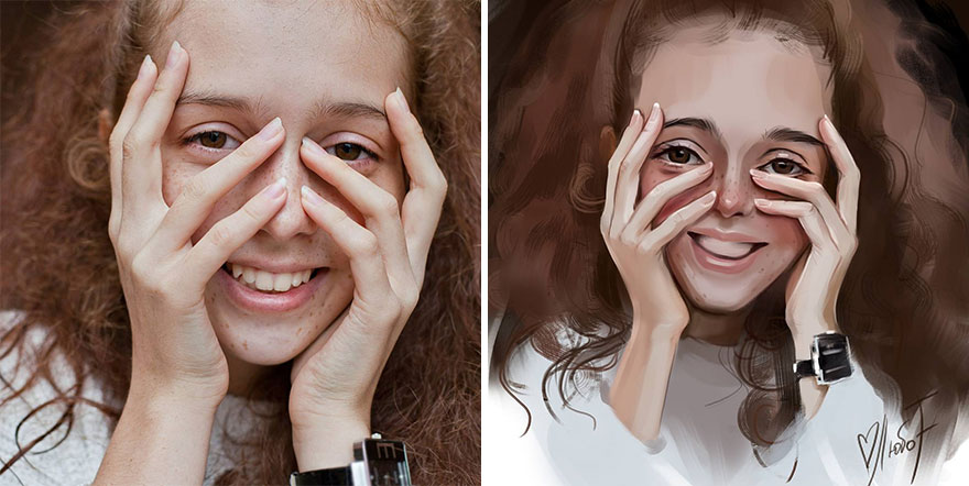 Illustrator Turns Kids Photo Into Cute And Amazing Caricatures