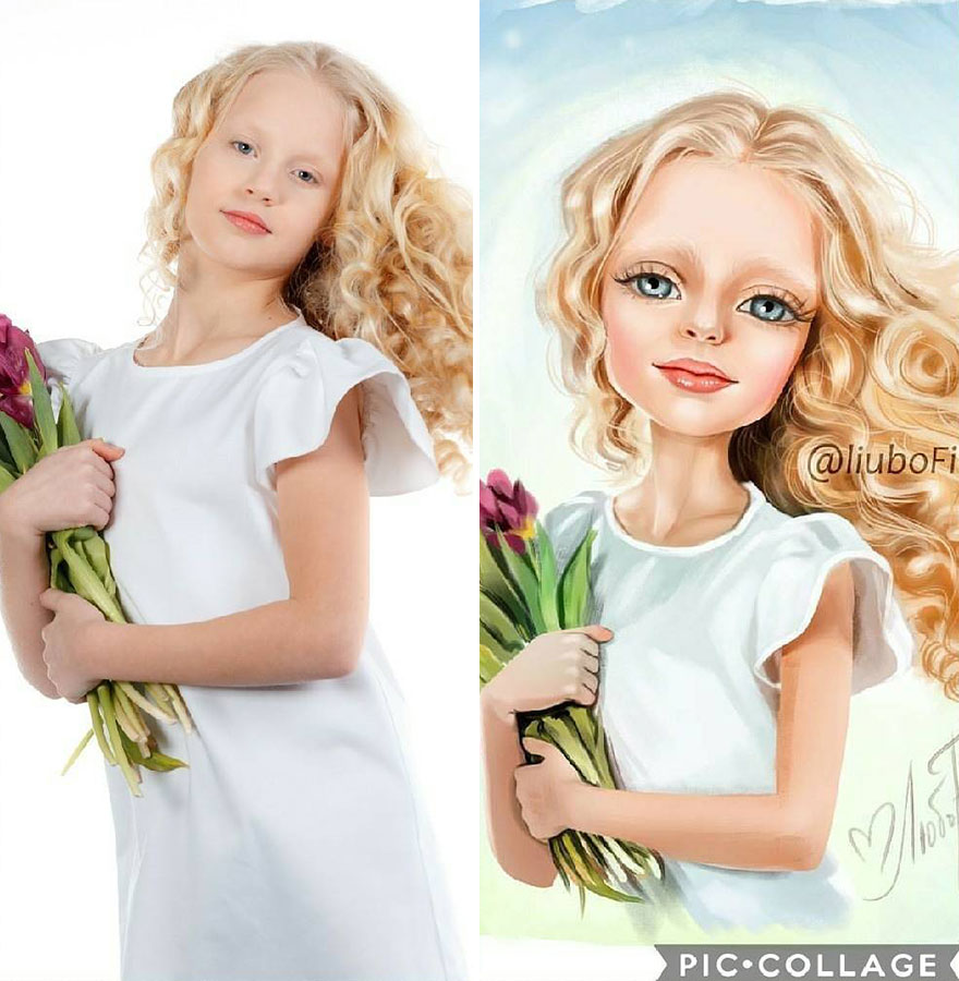 Illustrator Turns Kids Photo Into Cute And Amazing Caricatures