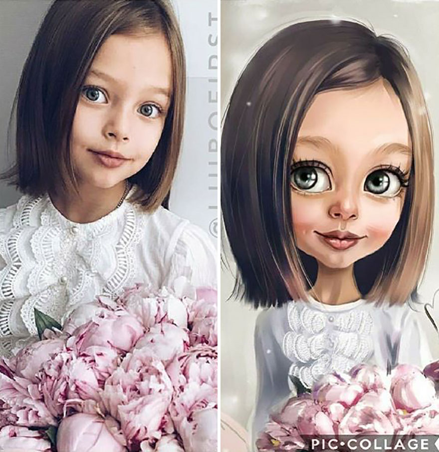 Illustrator Turns Kids Photo Into Cute And Amazing Caricatures