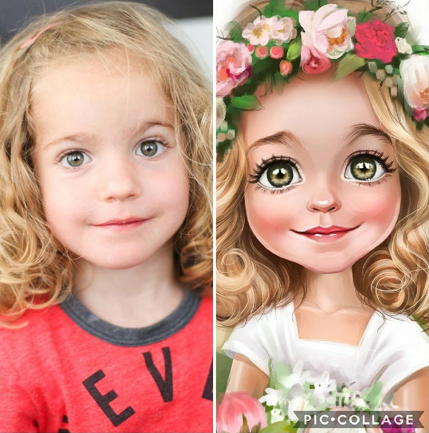 Illustrator Turns Kids Photo Into Cute And Amazing Caricatures